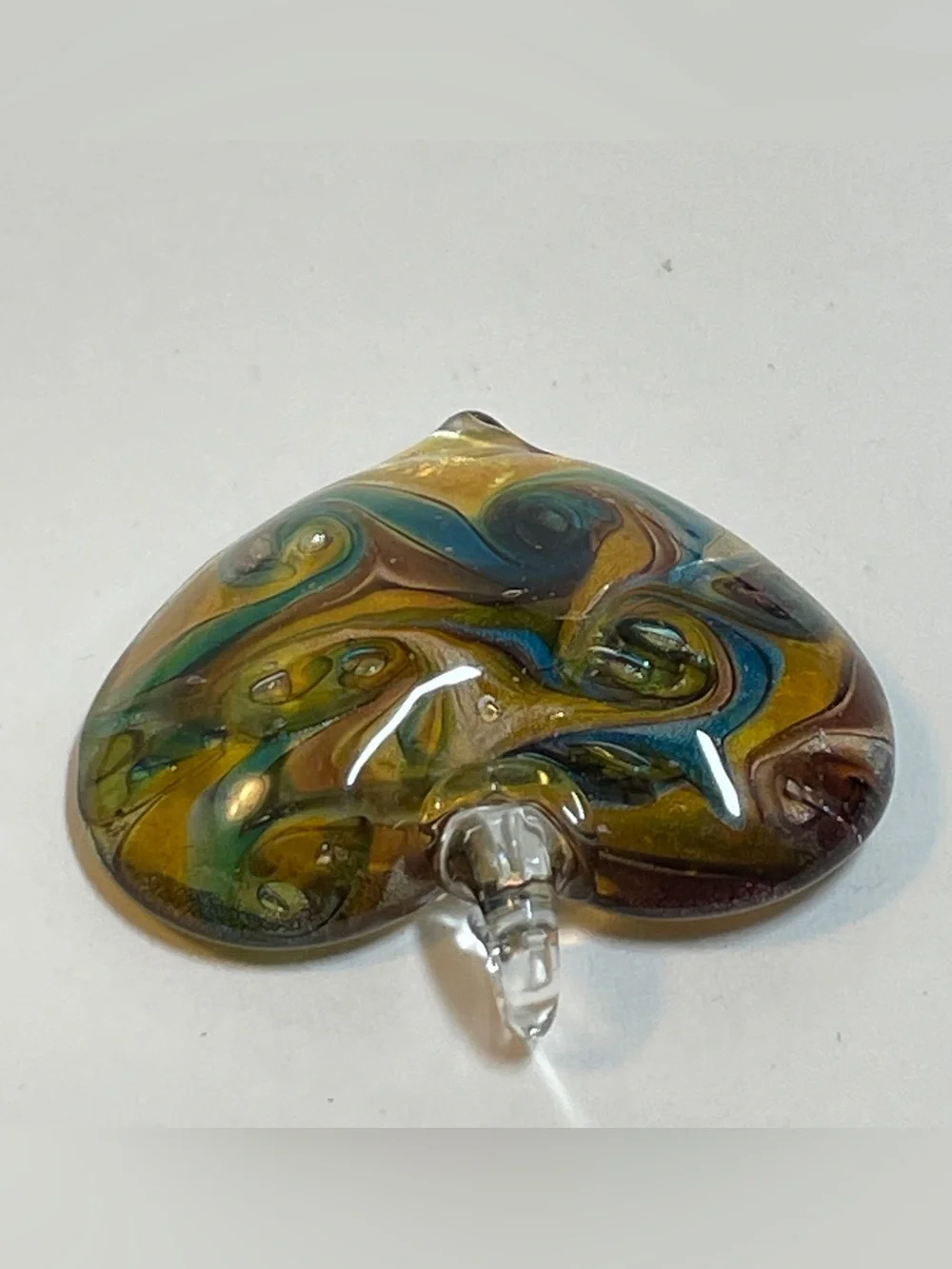 Boho Dichroic Iridescent Multicolor Glass Heart Pendant Necklace Adjustable Cord